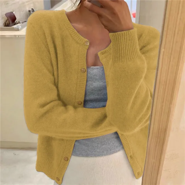 Leigh | Round Neck Button-Front Cardigan