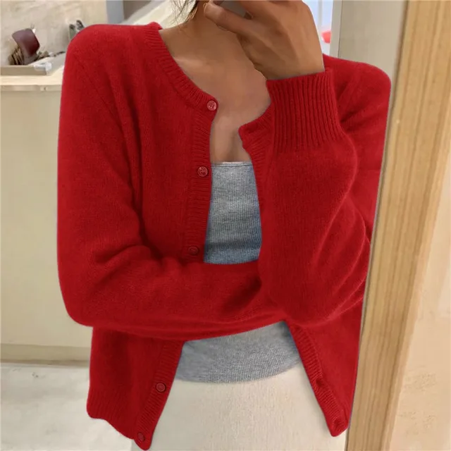 Leigh | Round Neck Button-Front Cardigan