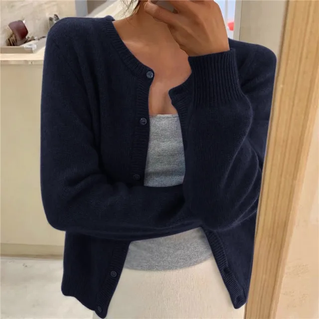 Leigh | Round Neck Button-Front Cardigan