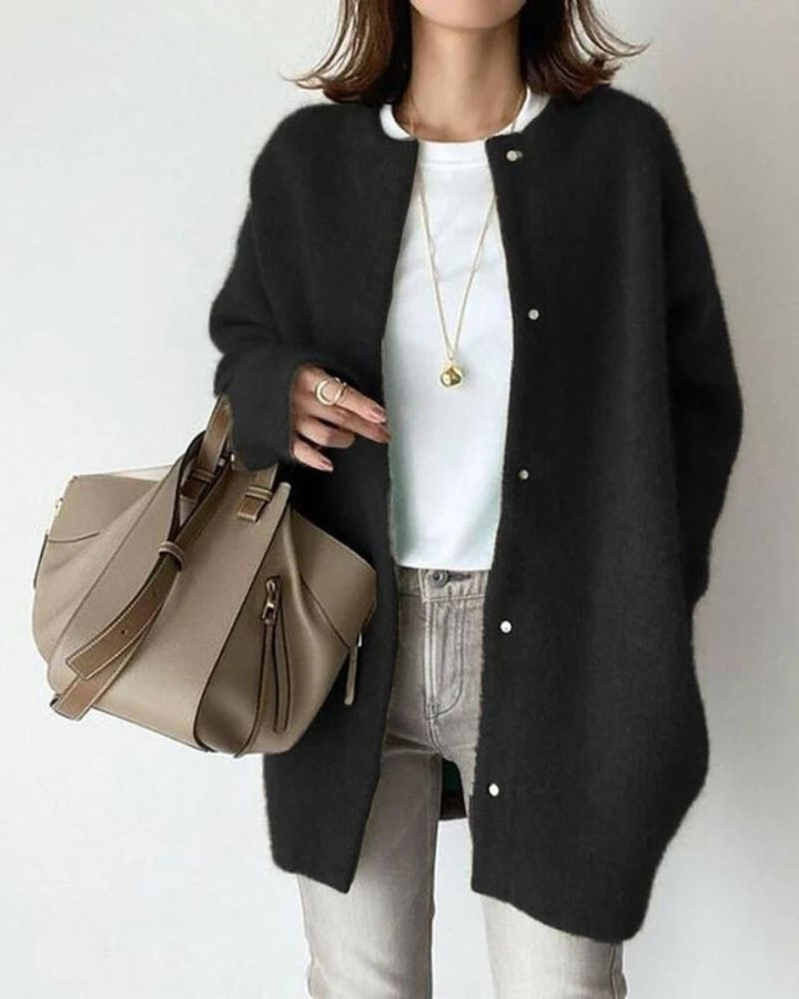 Lily | Oversized Brushed Knit Snap Cardigan