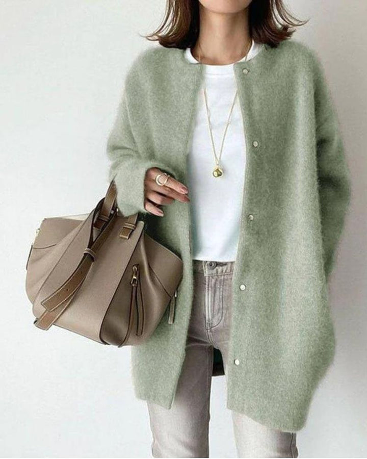 Lily | Oversized Brushed Knit Snap Cardigan