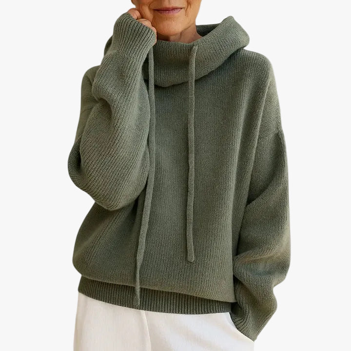 Lindsay | Drawstring Hooded Knit Jumper