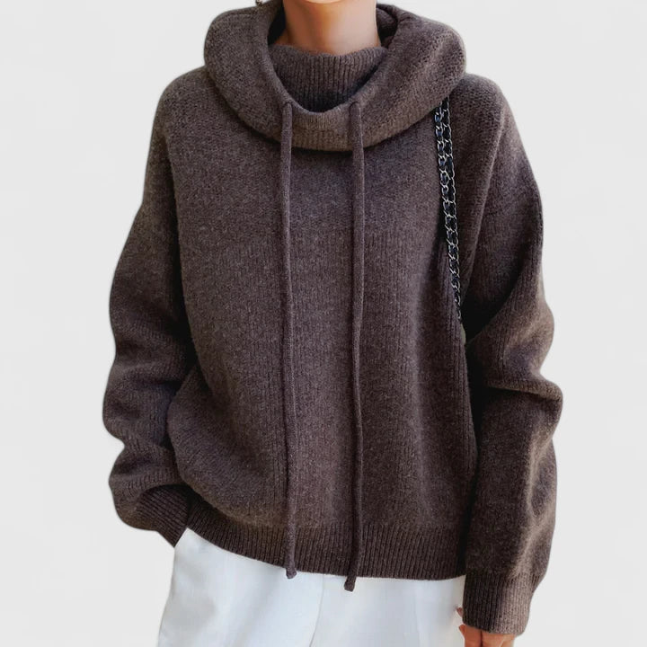 Lindsay | Drawstring Hooded Knit Jumper