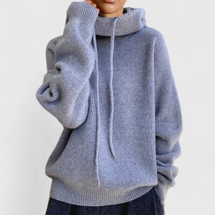 Lindsay | Drawstring Hooded Knit Jumper