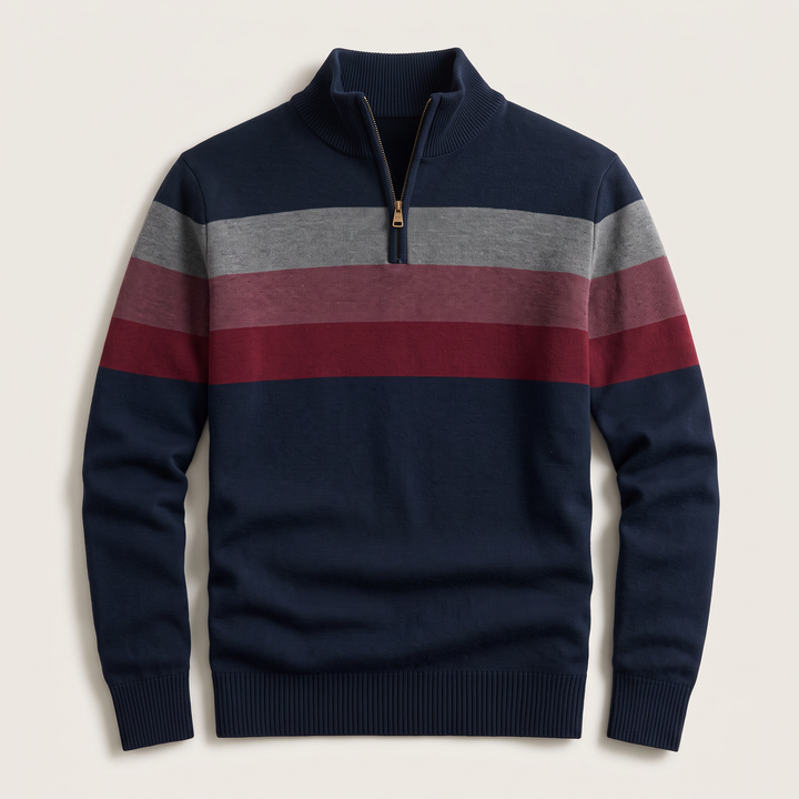 Lucas | Striped Quarter Zip Cotton Jumper