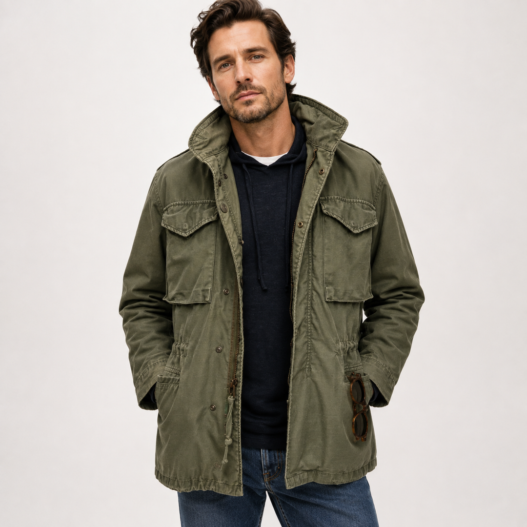 Marcus | Stand Collar Military Field Jacket