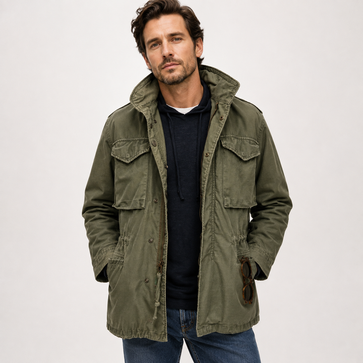 Marcus | Stand Collar Military Field Jacket