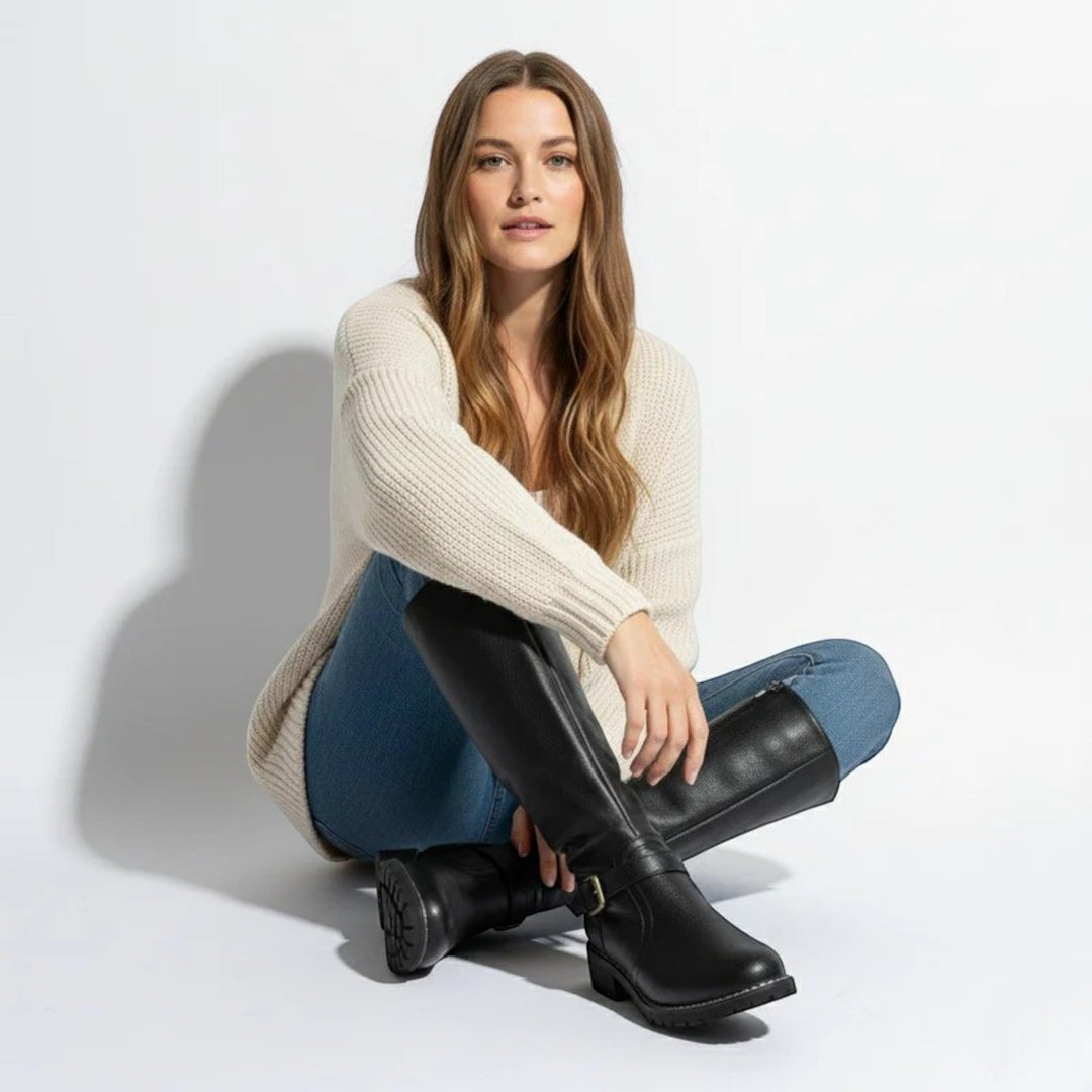Margaret | Knee-High Leather Buckle Riding Boots