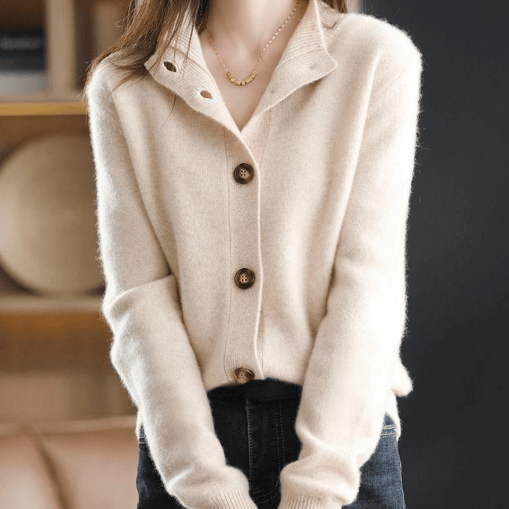 Mary | Button-Front Collared Knit Cardigan
