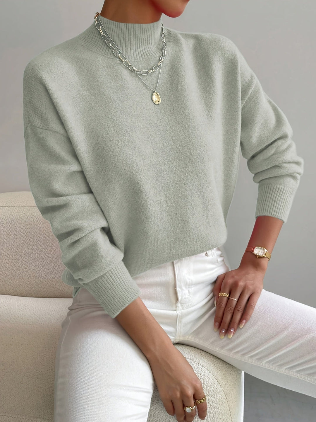 Megan | Mock Neck Relaxed Knit Jumper