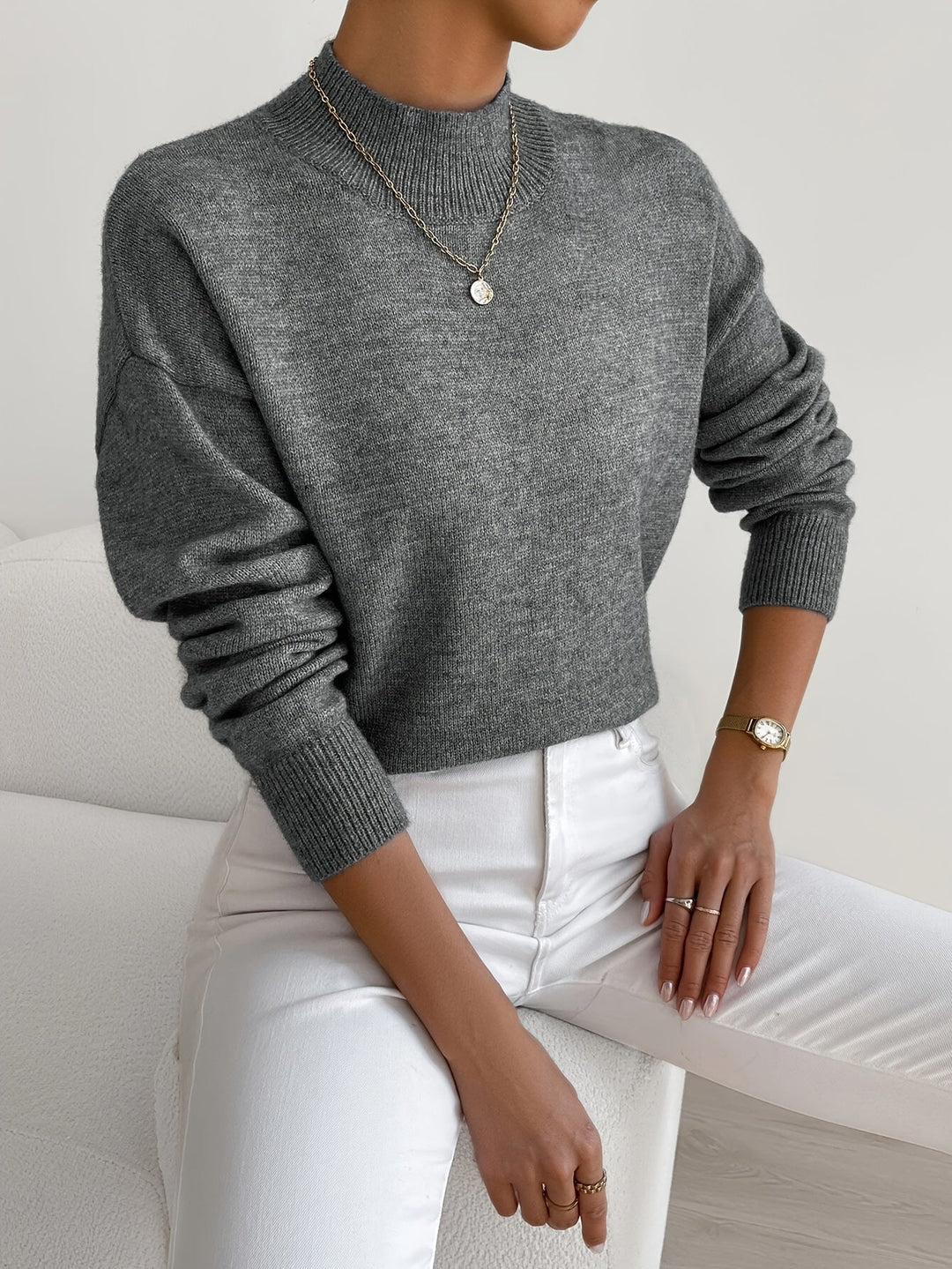 Megan | Mock Neck Relaxed Knit Jumper