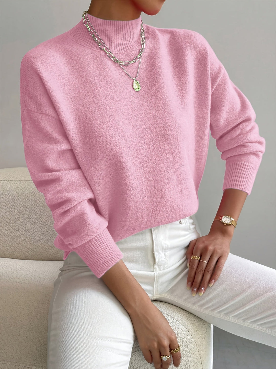 Megan | Mock Neck Relaxed Knit Jumper