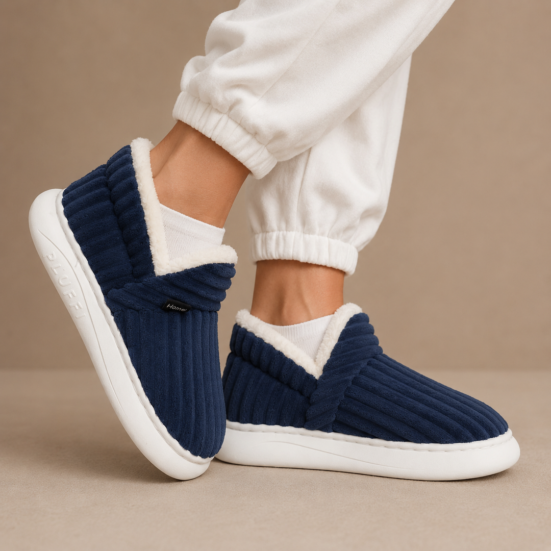 Michelle | Ribbed Fleece Lined House Slippers