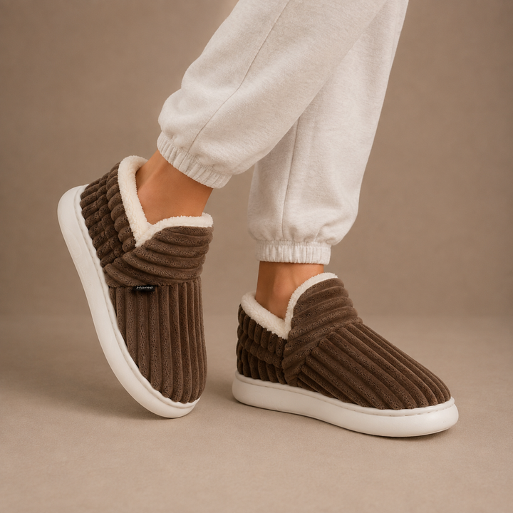 Michelle | Ribbed Fleece Lined House Slippers