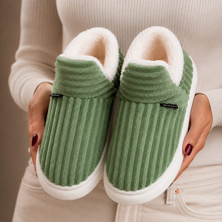 Michelle | Ribbed Fleece Lined House Slippers
