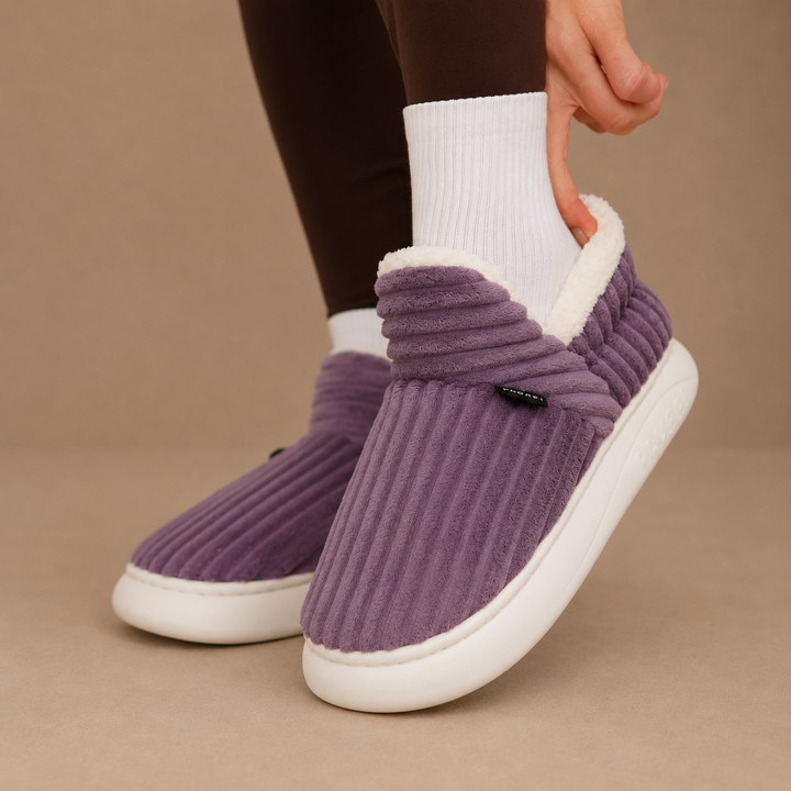 Michelle | Ribbed Fleece Lined House Slippers