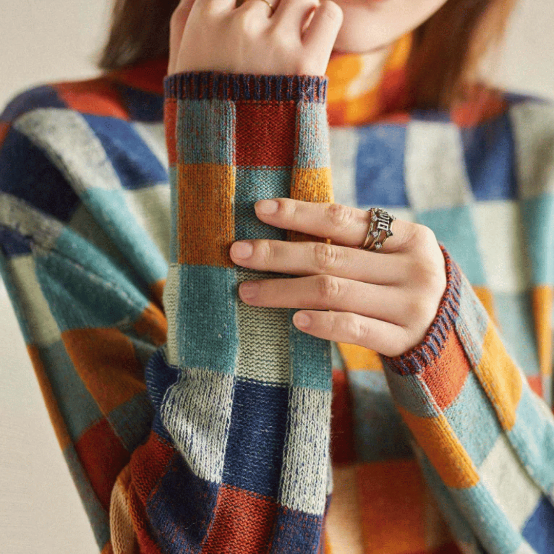Millie | Checked Turtleneck Knitted Jumper