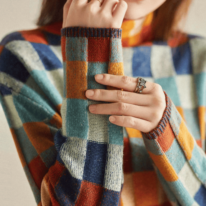 Millie | Checked Turtleneck Knitted Jumper