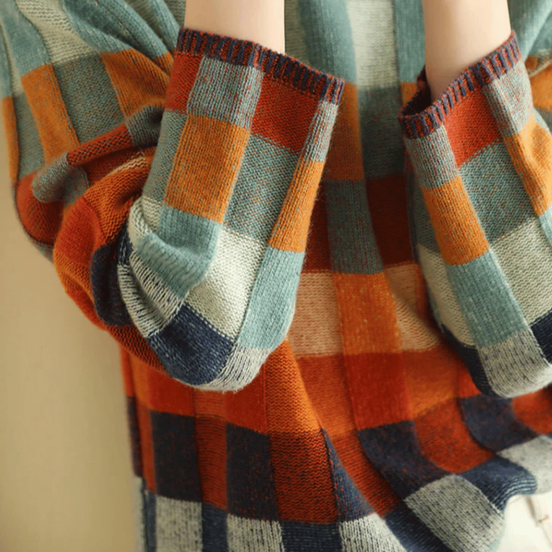 Millie | Checked Turtleneck Knitted Jumper