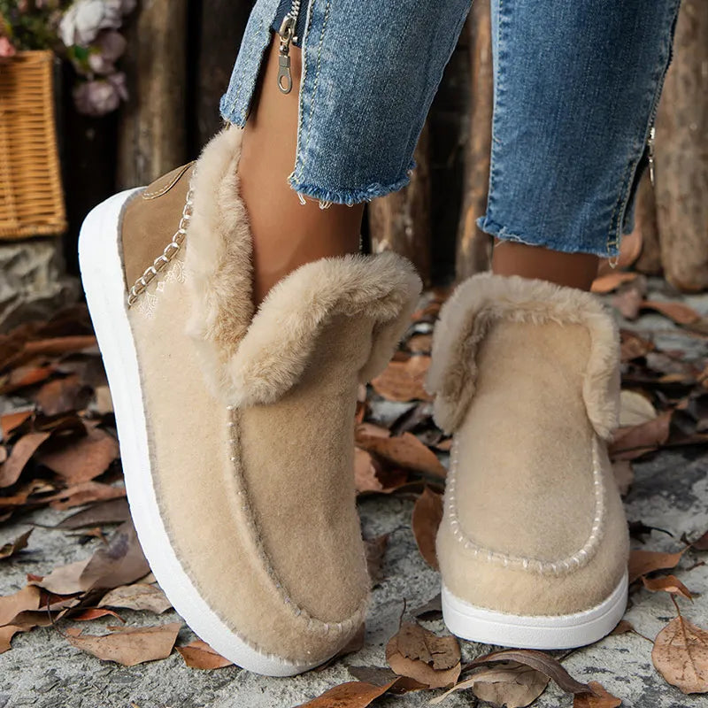 Natasha | Faux Fur Trimmed Slip-On Ankle Boots