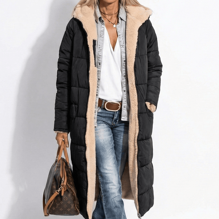 Nicole | Quilted Longline Hooded Puffer Coat