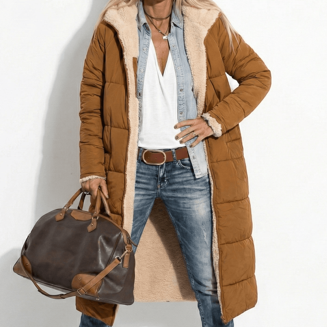 Nicole | Quilted Longline Hooded Puffer Coat