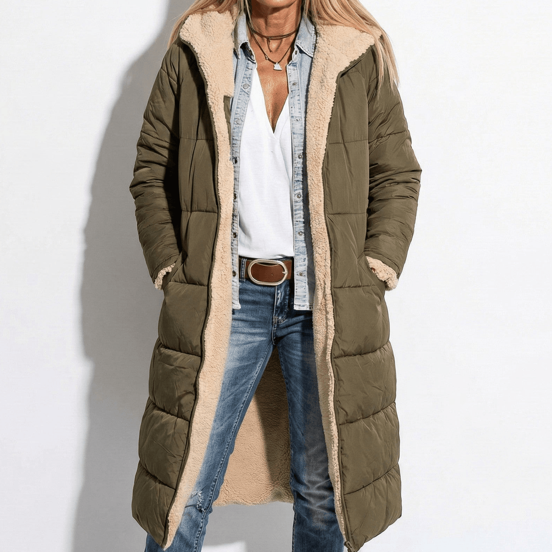 Nicole | Quilted Longline Hooded Puffer Coat