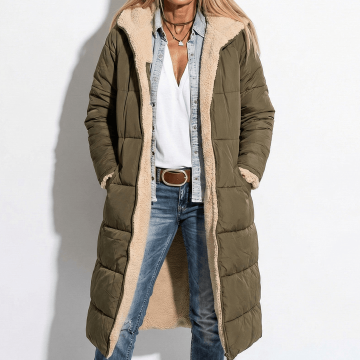 Nicole | Quilted Longline Hooded Puffer Coat