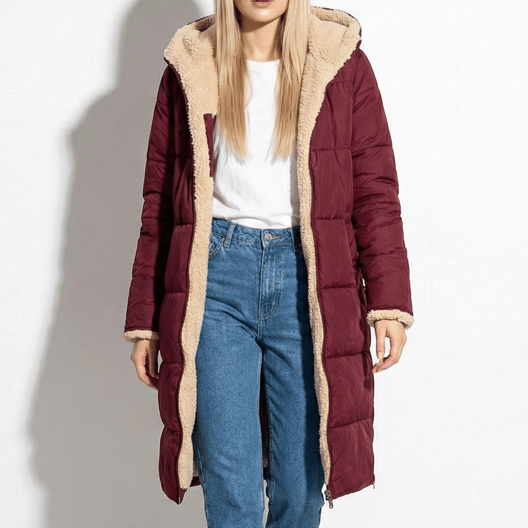 Nicole | Quilted Longline Hooded Puffer Coat