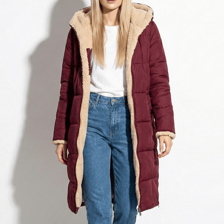 Nicole | Quilted Longline Hooded Puffer Coat