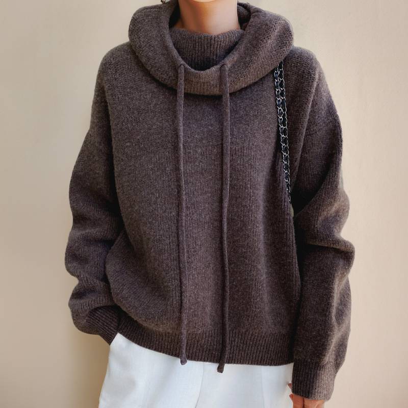 Pamela | Relaxed Cowl Neck Knit Hoodie