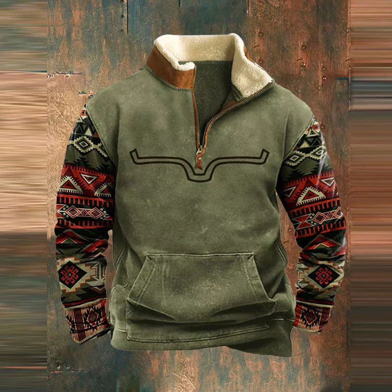 Reggie | Quarter-Zip Aztec Sleeve Fleece Pullover