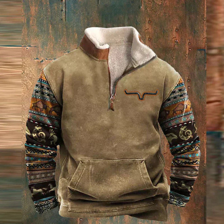 Reggie | Quarter-Zip Aztec Sleeve Fleece Pullover