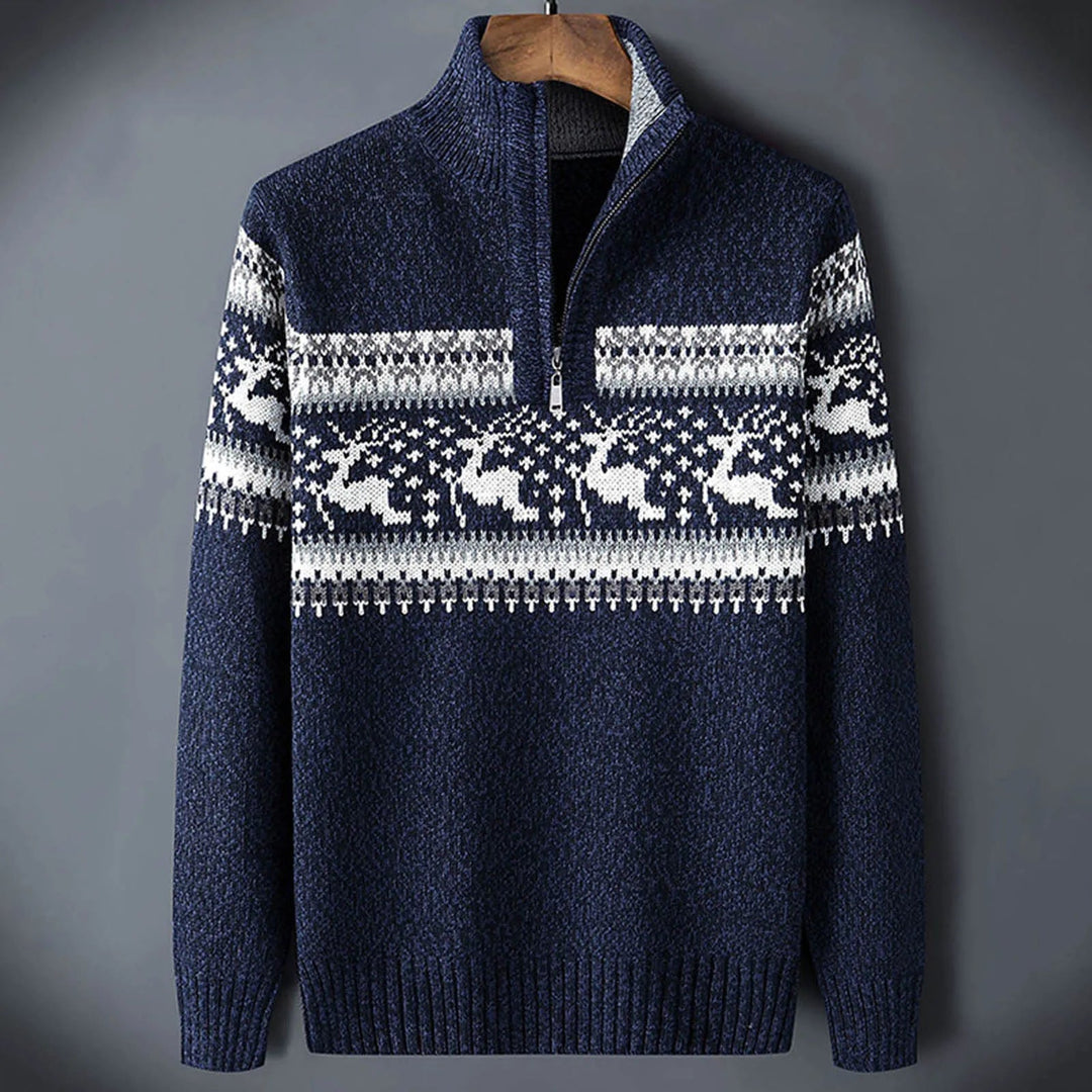 Reid | Fair Isle Half-Zip Knitted Jumper