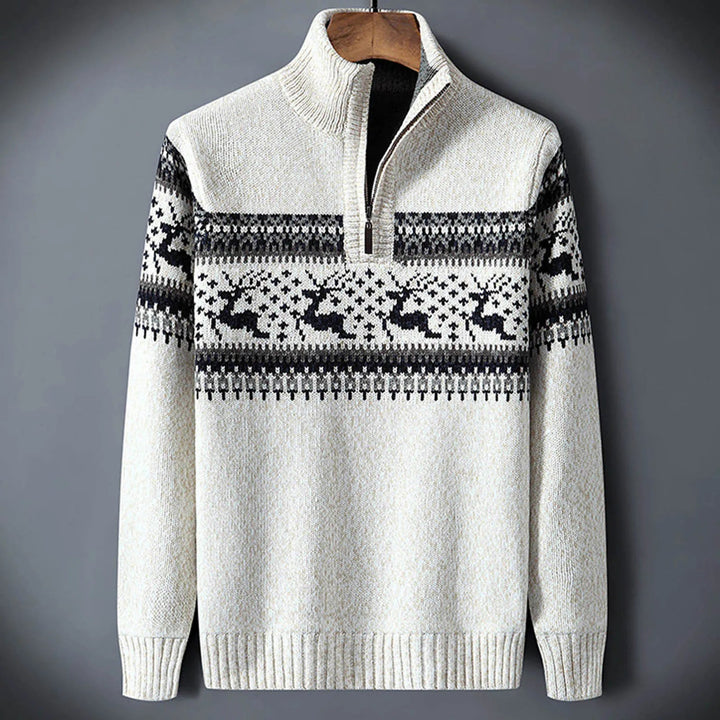 Reid | Fair Isle Half-Zip Knitted Jumper
