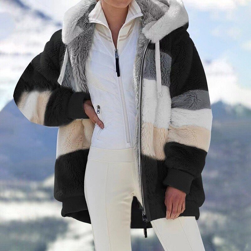 Rita | Colour Block Hooded Fleece Jacket