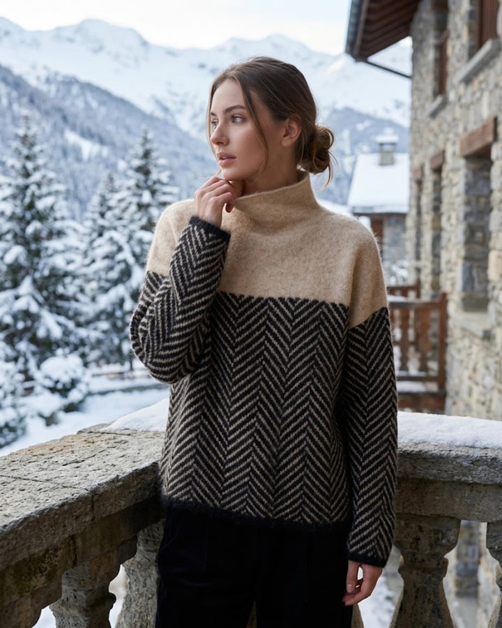 Shawna | Chevron Knit Funnel Neck Jumper