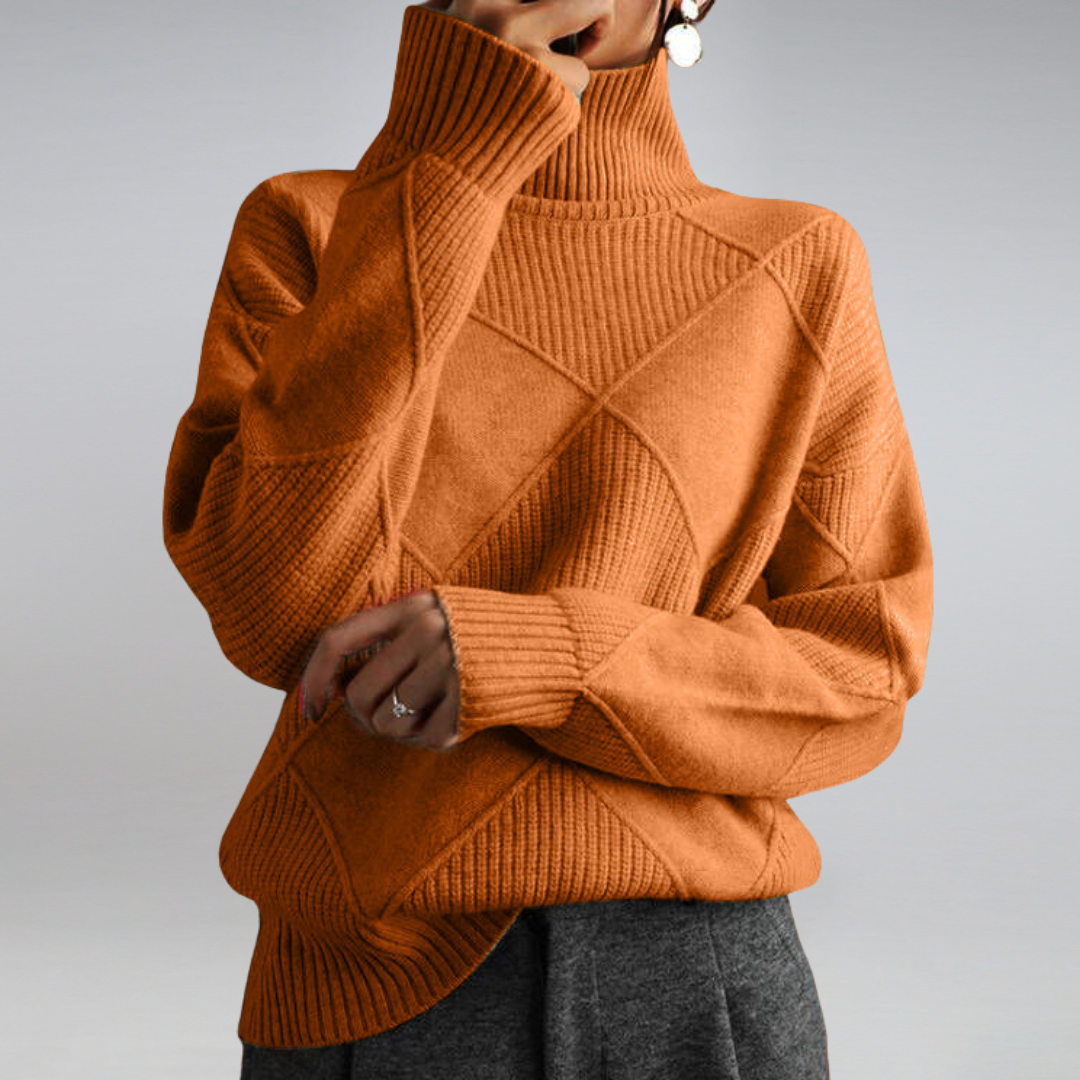 Stacey | Textured Diamond Roll Neck Jumper