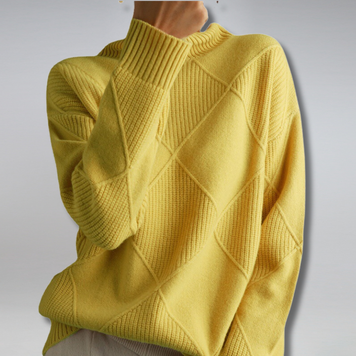 Stacey | Textured Diamond Roll Neck Jumper