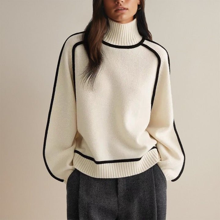 Stacy | Contrast Piping Turtleneck Jumper