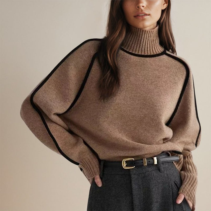 Stacy | Contrast Piping Turtleneck Jumper