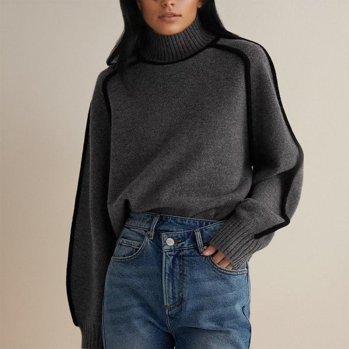 Stacy | Contrast Piping Turtleneck Jumper