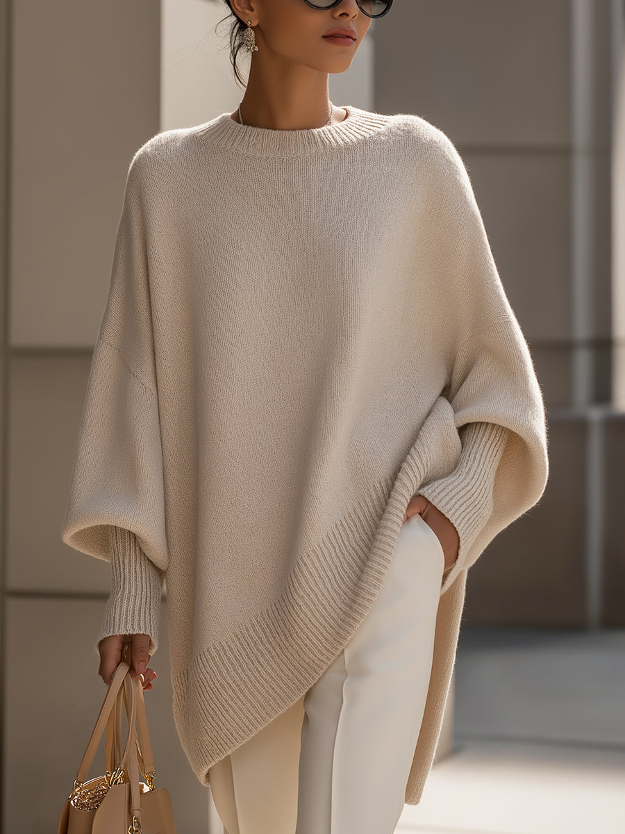 Suzanne | Oversized Asymmetric Knit Poncho