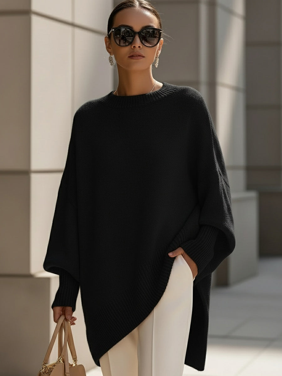 Suzanne | Oversized Asymmetric Knit Poncho