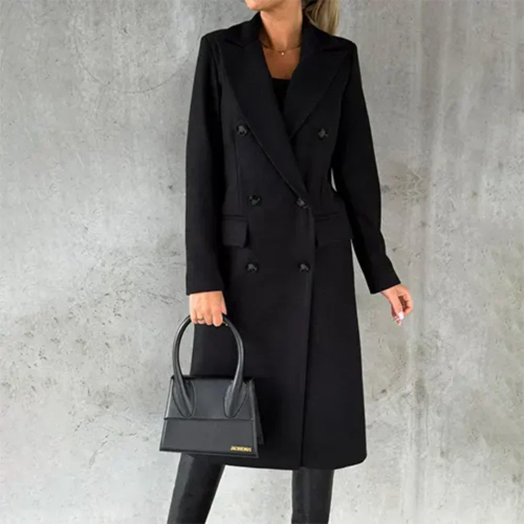 Taylor | Double Breasted Longline Lapel Coat
