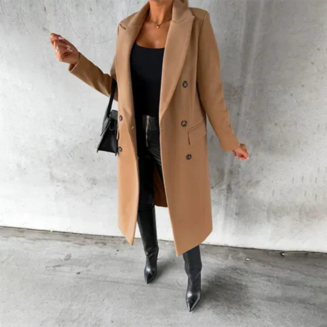 Taylor | Double Breasted Longline Lapel Coat