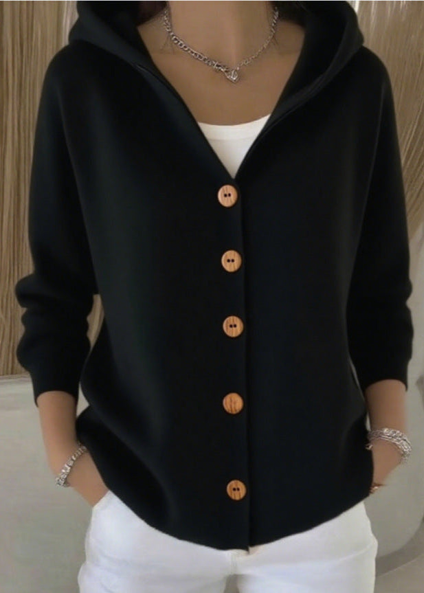 Tracey | Hooded Button-Front Knit Cardigan