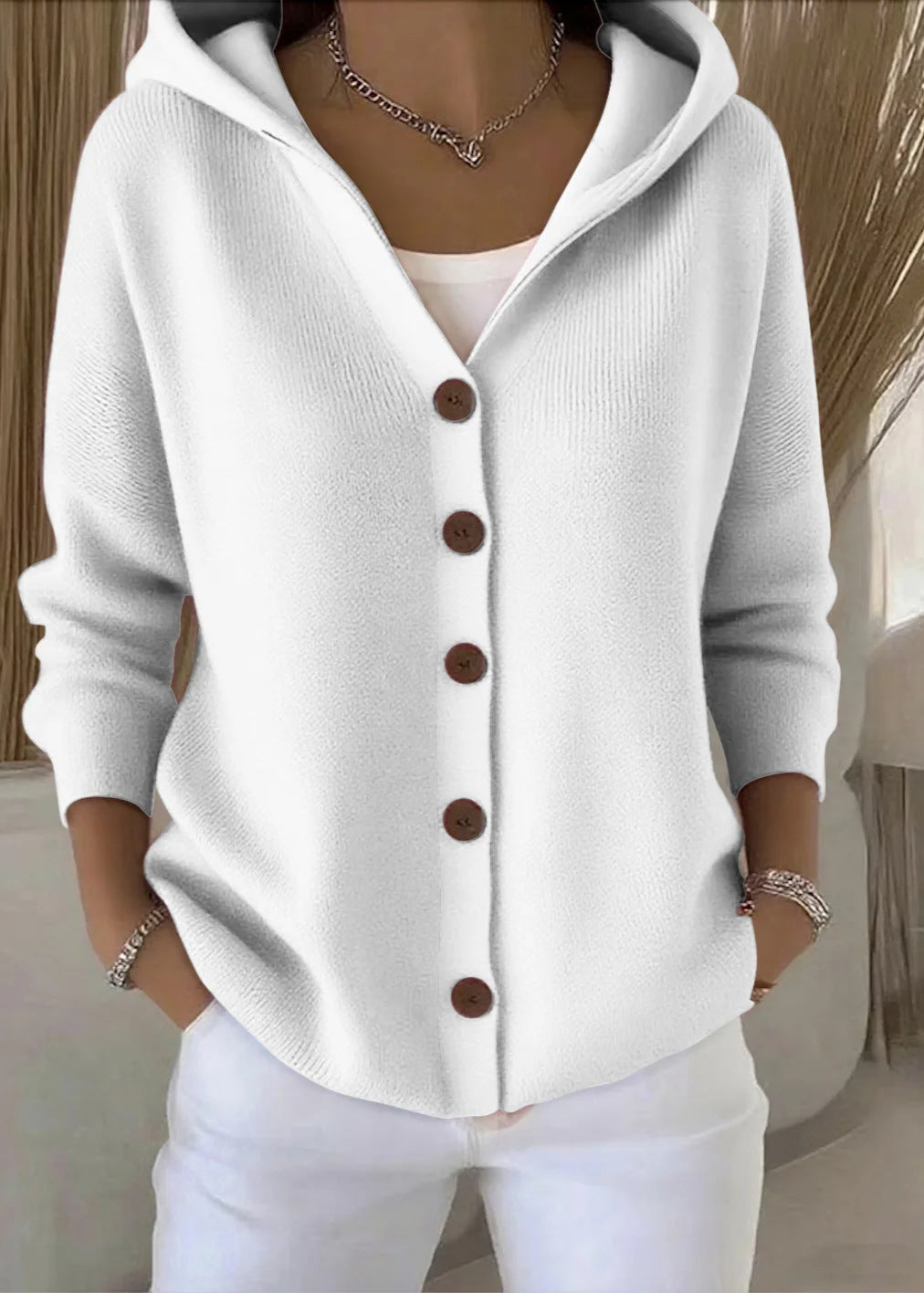 Tracey | Hooded Button-Front Knit Cardigan