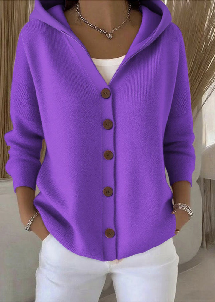 Tracey | Hooded Button-Front Knit Cardigan