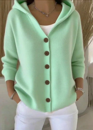 Tracey | Hooded Button-Front Knit Cardigan